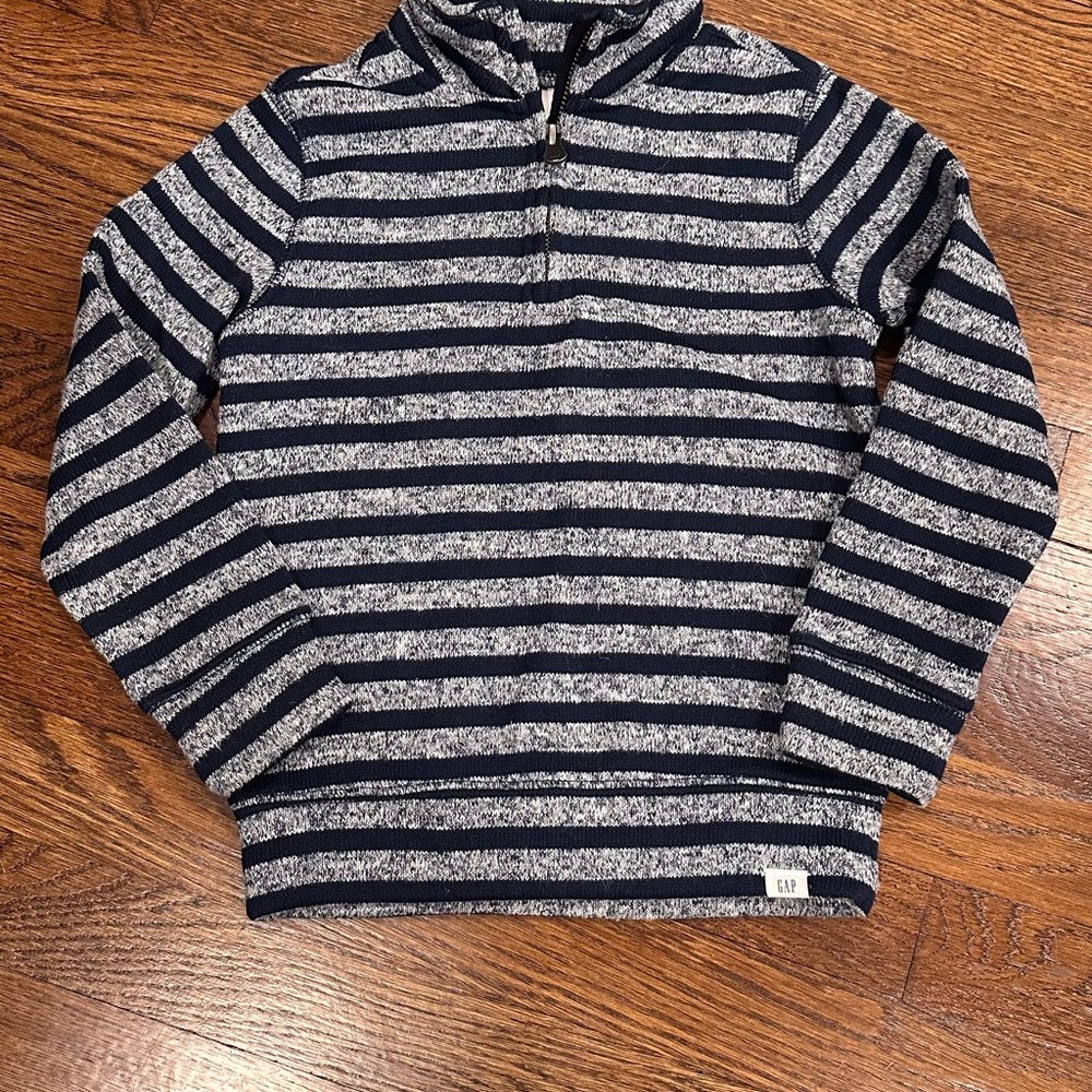 Baby GAP Boy’s 3/4 Zip pullover- Navy and Gray Stripes